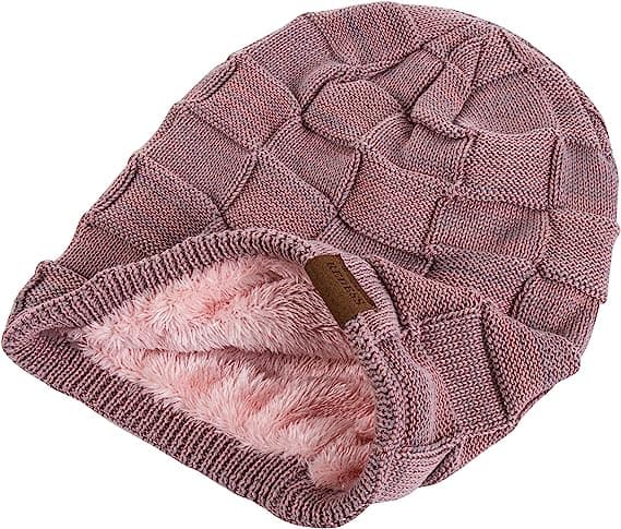 Höst och vinter fleece matchande ullstickad mössa varmt mode