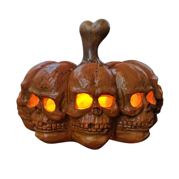 Halloween Resin LED Pumpkin Lantern 8 Sidor Skull Portable Night