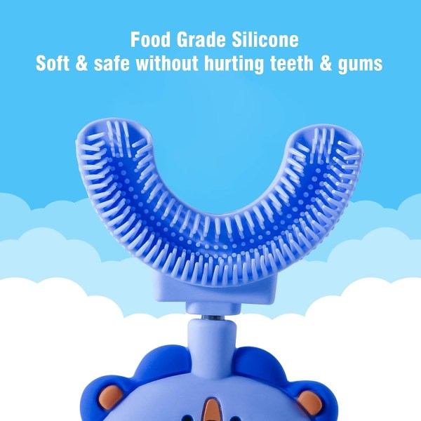U-formad tandborste för barn för småbarn i åldrarna 2-7 år, barntandborste, mjukt silikonborsthuvud av livsmedelskvalitet, 360° manuell tandborste oral tandrengöring till