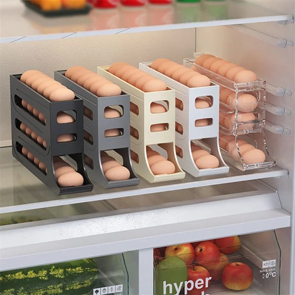 4-vånings ägghållare för kylskåp,Ny standard kök äggförvaringslåda, äggkartong med stor kapacitet, äggkartong, äggförvaringskartong Transparent Frostad