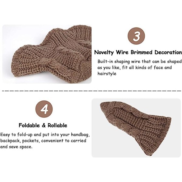 Damer Plain Knit Bucket Hat Varmt Bredbremmet Twisted Rope Twi