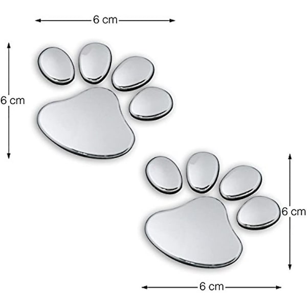 4 delar 3d Chrome Dog Paw Footprint Bildekaler. Biltillbehör Paw Print Bil