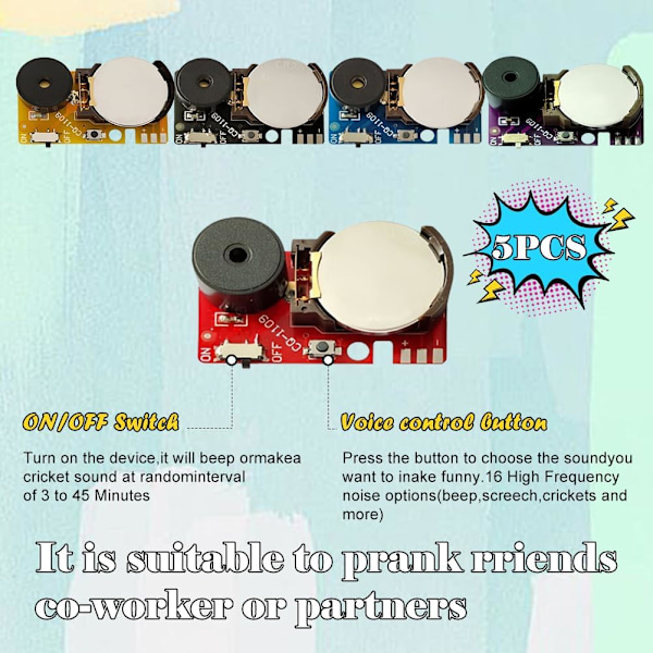 5 Pack Annoying PCB väckarklocka för fest kul – 2024 New Annoyatron Random Noise Maker – Mini Annoyatron Random Noise Maker, Annoyatron Noise Maker