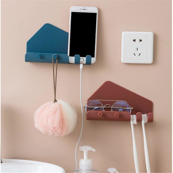 Creative Mobiltelefon Förvaringsställ för surfplattor Väggmonterad skåpdörrar med 4 krokar Badrum Sovrum Kök Förvaringsskåp (marinblå)