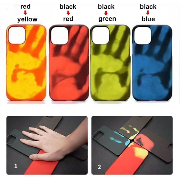 Farveskiftende iPhone-cover - Kreativt cover med temperatursensor varmesensor Stødsikkert cover, sort til grønt
