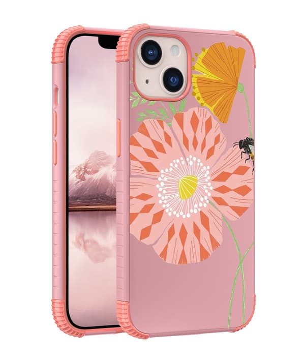 1 stk. Rosa Bie Blomst Dame iPhone13 All-inclusive Anti-fall
