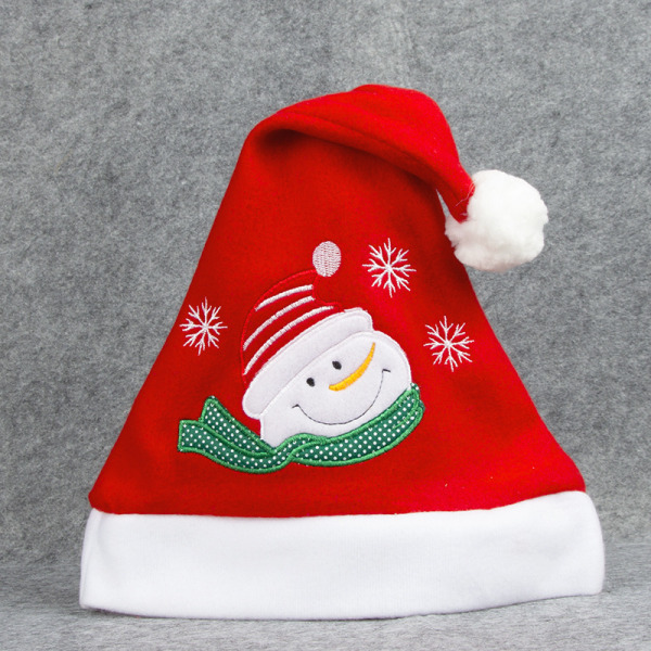 1 ST sammetsbroderad tecknad julhatt för vuxna, exklusiv julhatt, juldekorationer, festklänning för festival (stil 2)