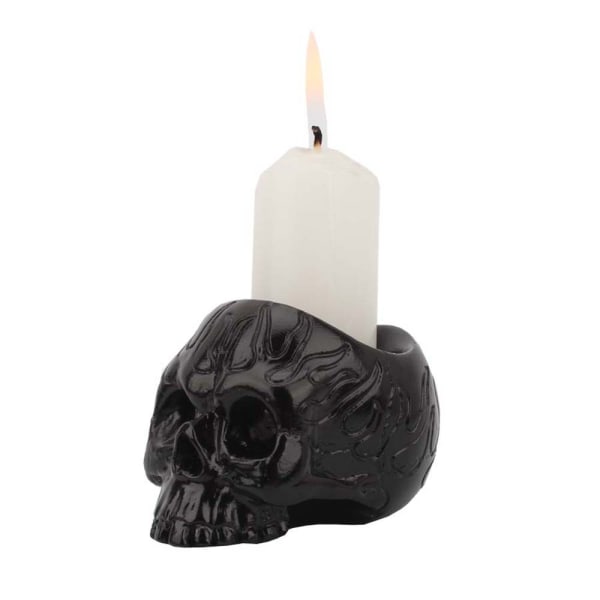 Flame svart liten dödskalle ljusstake Europeiska och amerikanska kreativa hem skräck retro dödskalle mini harts ornament Halloween