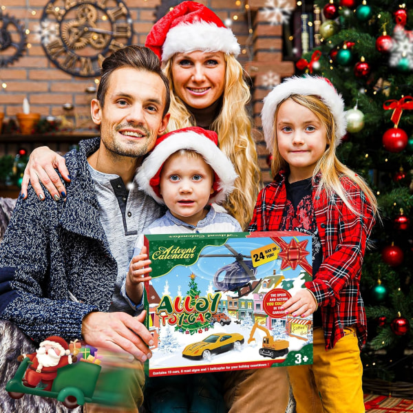 Adventskalender 2023 för pojkar, leksaksbilar Julklappar till 3-10 år gamla pojkar Leksaker Byggleksaker för 3 4 5 6-åringar Xmas presenter leksaker