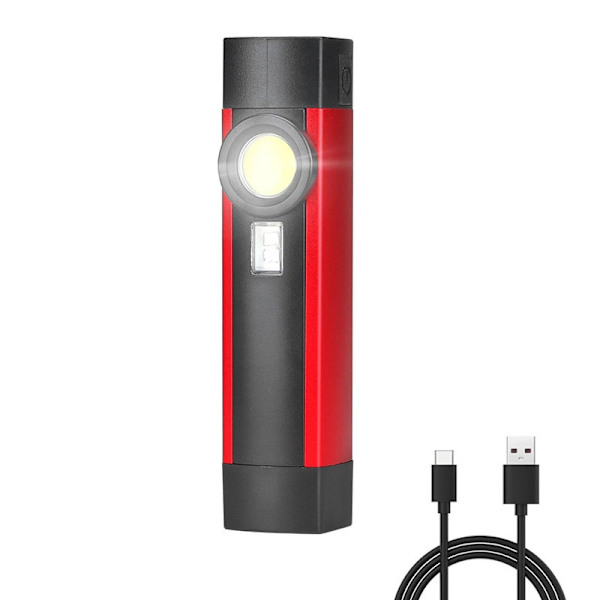 Multifunktionel COB arbejdslygte USB opladning rødt lys advarselslys LED lommelygte med magnet bærbar håndholdt vedligeholdelseslygte
