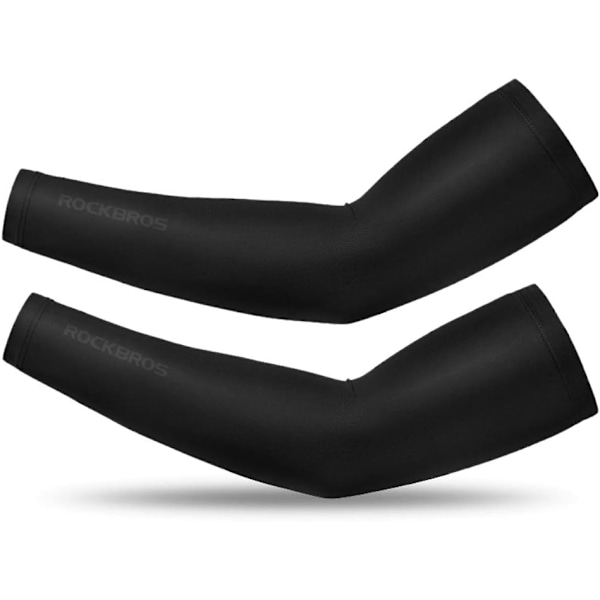 Unisex armvärmare Kompression UV-skydd UPF 50 ultraelastiska issilke armvärmare för fitness cykling basketfotboll，（Storlek M, svart）