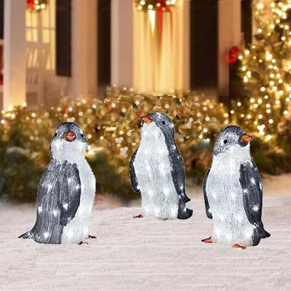 3 ST Christmas Penguin Akryl 50 lysdioder lyser upp utomhusfigurinredning (stor storlek)