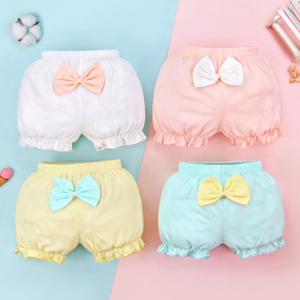 Blöjeöverdrag - Baby Bloomers, Blöjeöverdrag för toddler flickor, söta boxer i bomull (4 stycken, slumpmässiga färger, 1-2 år)