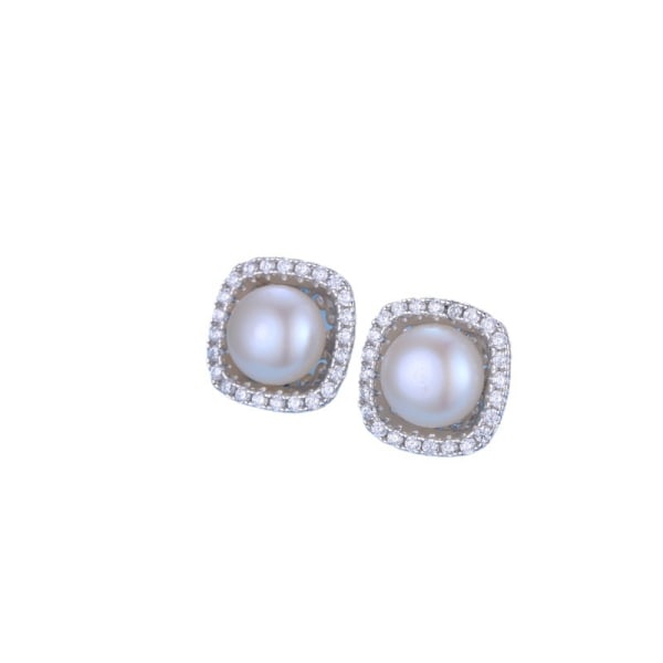 Enkla pärlörhängen S925 silver lyxörhängen tomt stöd + pärltillbehör ornament