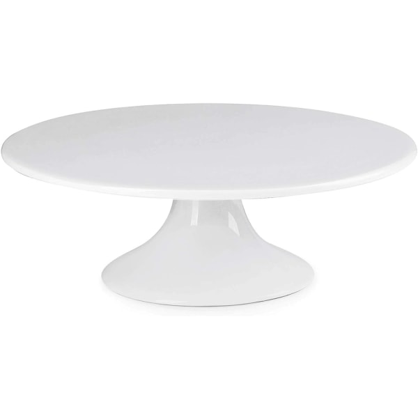 10-tommers kakefat i porselen, rundt dessertfat, cupcake-stativ for bursdagsfester, bryllup, babyshower og andre arrangementer, hvit