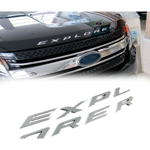 3D-bokstäver ABS främre huva-emblem kompatibel för 2011-2021 2022 Explorer Sport Hood Letters-klistermärken - matt silver