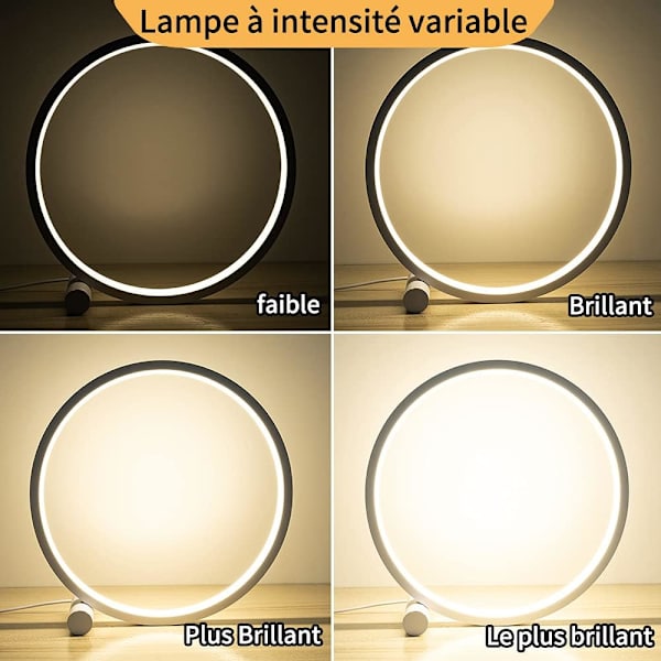 Led sänglampa Dimbar Touch-bordslampa, 3 färger 10 ljusstyrka Modern cirkulär design, metallmaterial, skrivbordsläslampa i sovrummet