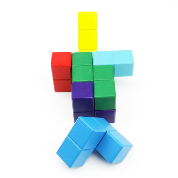 Lasten Tetris-kuutio lelu, puinen 3D-väripalapeli