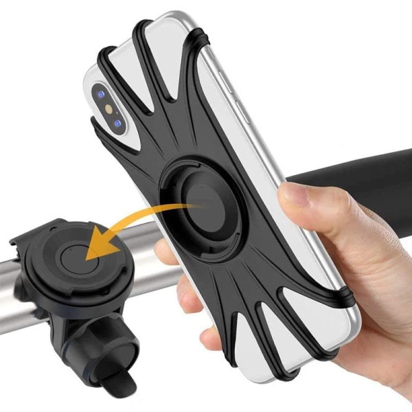 Mobilhållare för cykel, mobilhållare för universal eller cykel, 360° justerbar rotation, telefonhållare upp till 6,5 tum, svart
