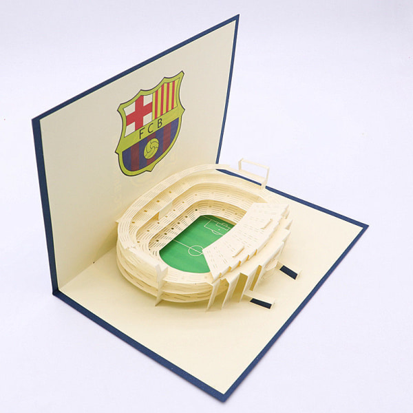 Fotboll Handgjort 3D Pop Up-kort, Fotboll Pop Up-kort, Födelsedagskort, Jubileumskort, Fars Dag-kort, Sportkort, för Män, Pappa, Son（FC Barcelona） blå