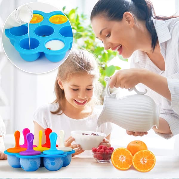 Mini Ispindeform, 7 Hullers Silikone Ispindeform, Hjemmelavet Ispindeform, Genanvendelige DIY Ispindeforme, Ispindeforme med Pind, BPA-fri, Babymad