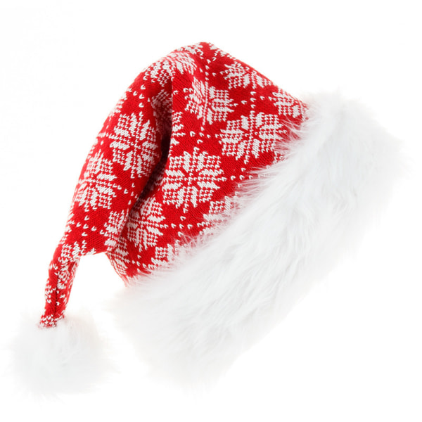 Röd julmössa Snowflake lång plyschmössa Stickad julmössa i ull