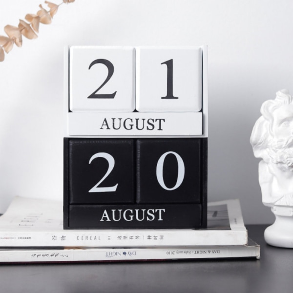 Skrivebordskalender i tre 2022-2023, Evigvarende daglig blokkkalender måned dato display for hjem gårdshus kontor rustikke dekorasjoner (Hvit)