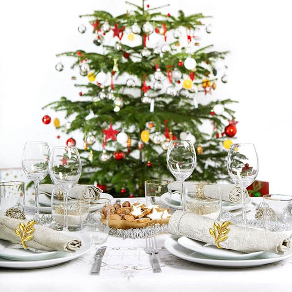 Servettringar Blad Metall Servettknapp för jul Thanksgiving Fester Bröllopsprydnad Bordsdekoration Guld 6ST Servettringar