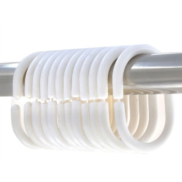 12 Plast Duschdraperiringar Krokar Badrum Duschdraperi