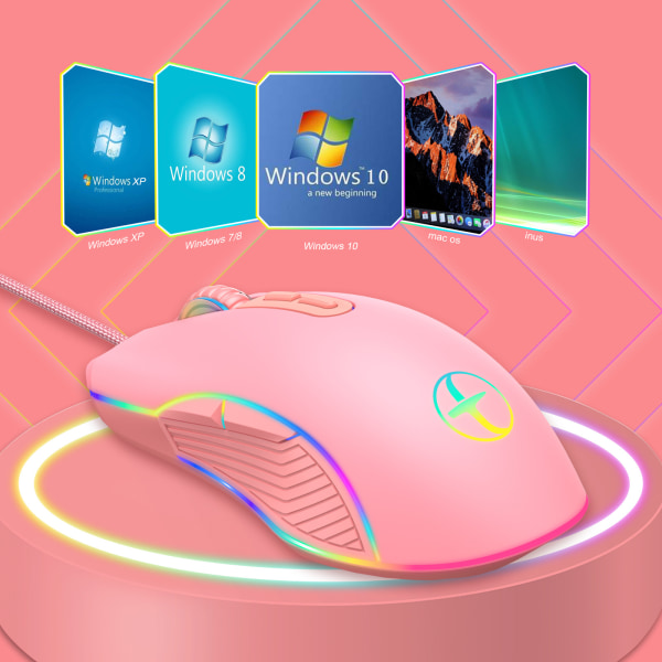 Trådbunden Type-C optisk mus RGB färgglad lysande spelmus