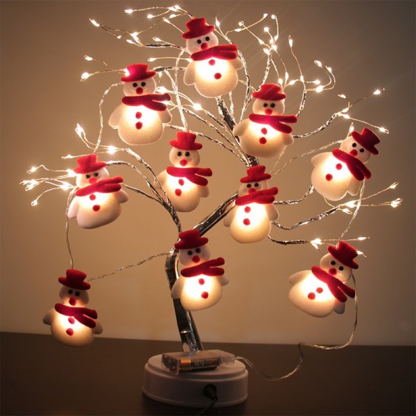 Plysch marionett snögubbe lampsnöre LED jul snögubbe festival dekorativ lampa kreativ liten färgad lampa