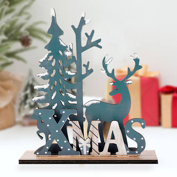 Jul trä älg rådjur fönster skrivbordsdekoration