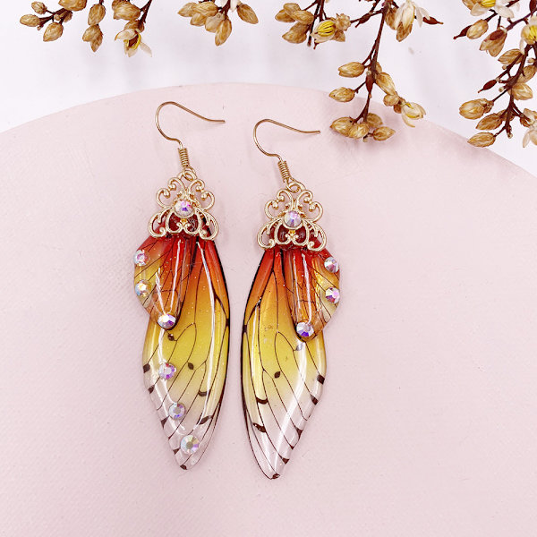 4 stycken fjärilsörhängen örhänge S925 sterling silver high-end temperament super fairy örhängen cikada vingar blekna färg färska örhängen