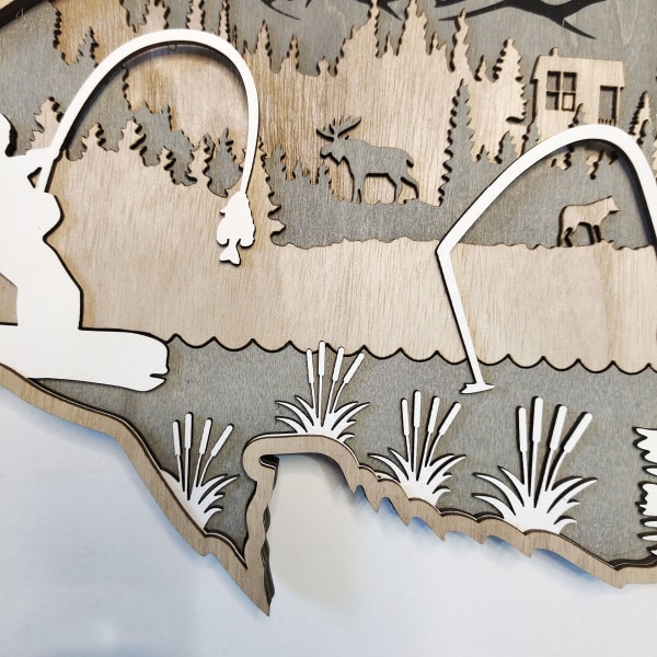 Skovdyr Tre Hjemmeinnredning Nordamerikansk Flerlags Ornament (havabbor)