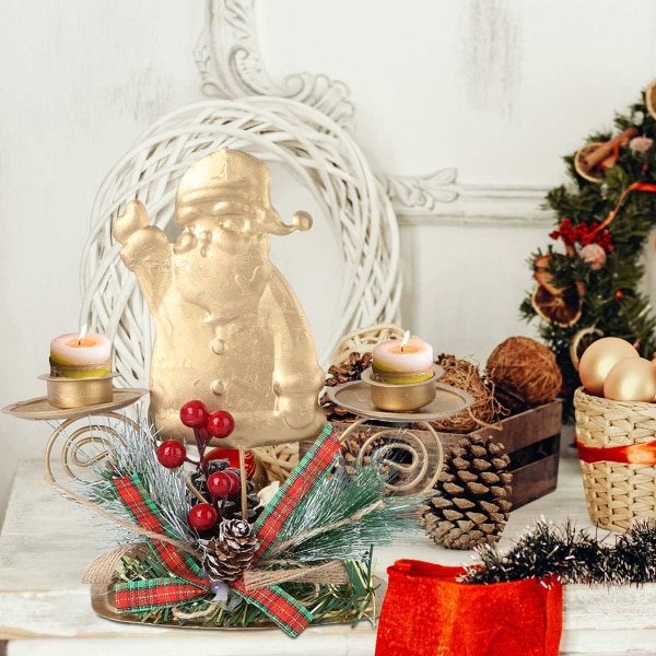 2 stk. Julenisse Lysestake Lysestakeholder Pynt Jernkunst Lysestake Dekor Juledekorasjoner Gaver Ornamenter