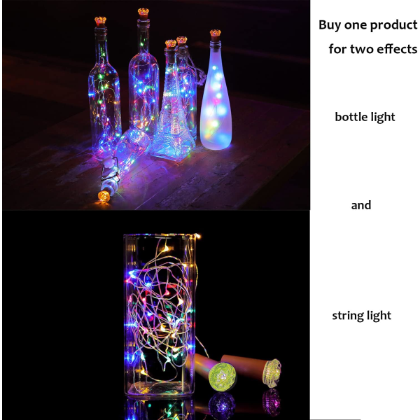 10st mini batteridriven vinflaska Fairy Lights med diamantformade LED-kork vinflasklampor för fest jul Halloween bröllopsdekoration
