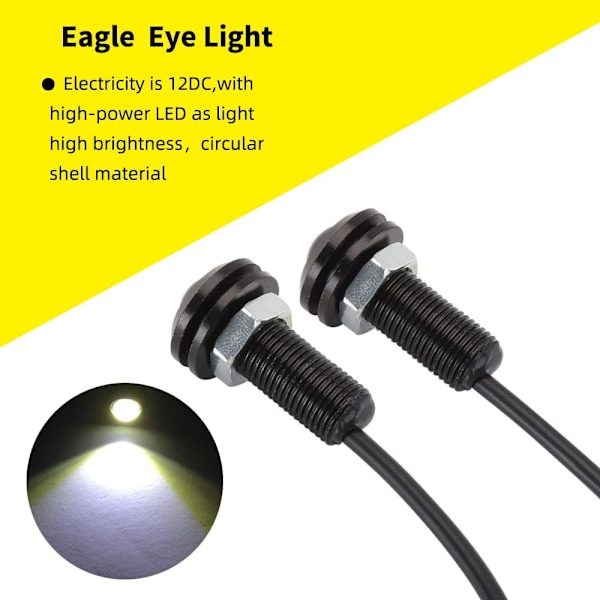 10 st (12V, vit) 18mm Eagle Eye LED-ljus 9W DRL Körljus Backup Backup Parkeringssignal Bilar Lampor