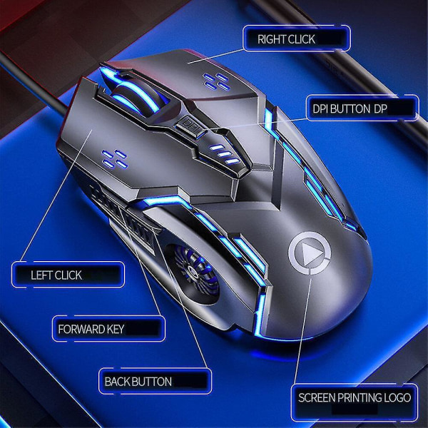 Gaming Mouse Wired Mouse 6D 4-Speed ​​DPI RGB Gaming Mouse för PUBG Computer Laptop Gaming Mouse