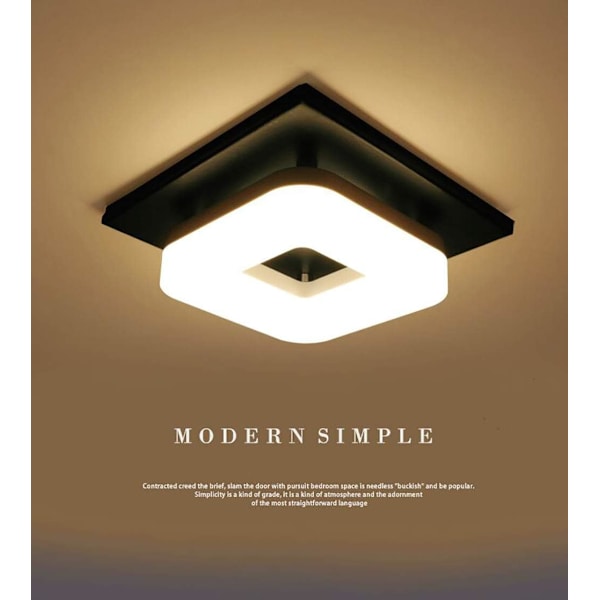 12W LED Taklampe, Enkel Installering Moderne Svart Firkantet Overflatemontert Lampe For Baderom Spisestue