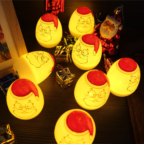 12-pack printed jultomte sött äggljus Halloween jul LED-ljusljus presentgåva (gult ljus)