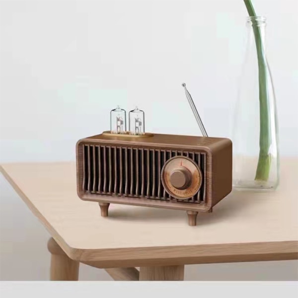 AM FM Classic Retro Radio med Bluetooth högtalare, Vintage Wood Bordsradio med diskantkontroll för kök Vardagsrum med vridreglage