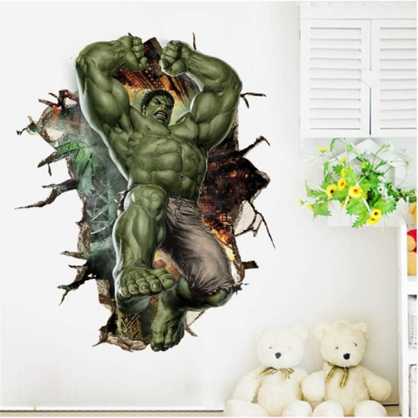 Superhero Seinätarrat Hulk Seinätarrat Erinomainen Vinyyli Seinäsisustus Poikien Makuuhuoneeseen Olohuoneeseen (Koko 35,4 x 23,6 tuumaa)