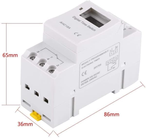 Programmerbar digital timer, veckovis digital tidsbrytare med programmering, DIN-skena programmerbar digital timer (220V)