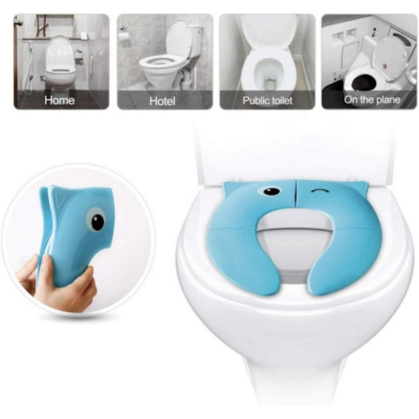 Toilet Potte Træningssæde Betræk, Rejse Toiletsæde, Foldbare Skridsikre Silikonepuder, Rejse Bærbart Genanvendeligt Børn Småbørn Drenge Piger, Bæretaske (Bl