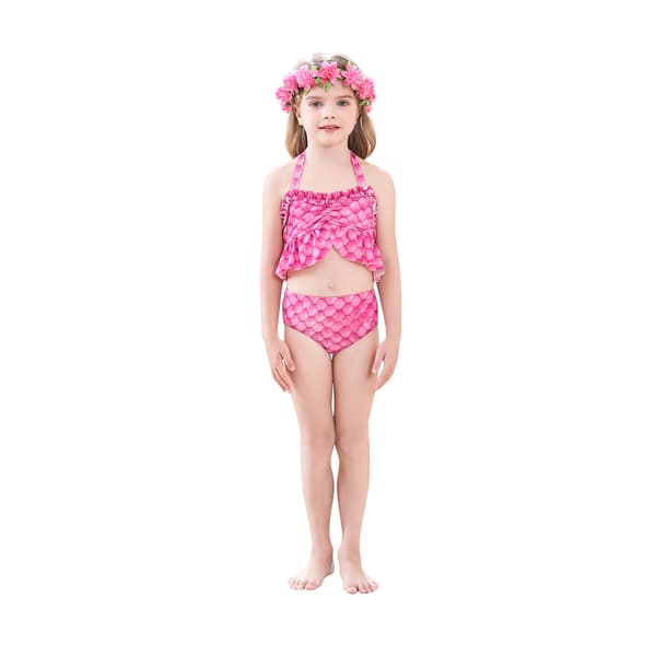 Jenter Havfruehale Badeklær med Bikini Sett (Rosa)