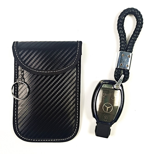Plånbok i äkta läder Case Nyckelring Väska Zip Pouch Väska (Signalblockerande case)