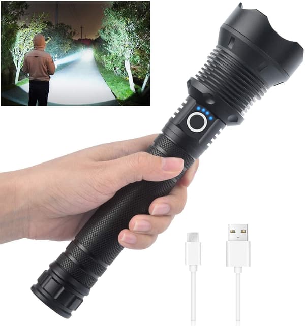 Ladattava LED-taskulamppu, suuri valoteho, 90000 High Lu