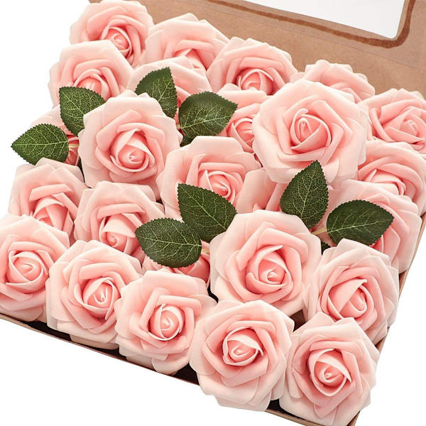 Konstgjorda Blomsterrosor, 25 Real Touch Fake Foam Roses DIY Weddi