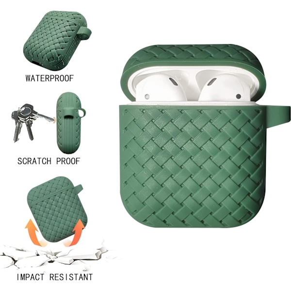 Beskyttende etui kompatibelt med AirPods, Retro Klassisk Vev-etui, Støtsikkert Silikonbeskyttelsesdeksel med Karabinkrok, Sklisikkert Beskyttelsesetui for A