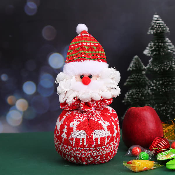 Christmas Portable Candy Bag Cartoon Deer Pattern Apple Pouch Snowman